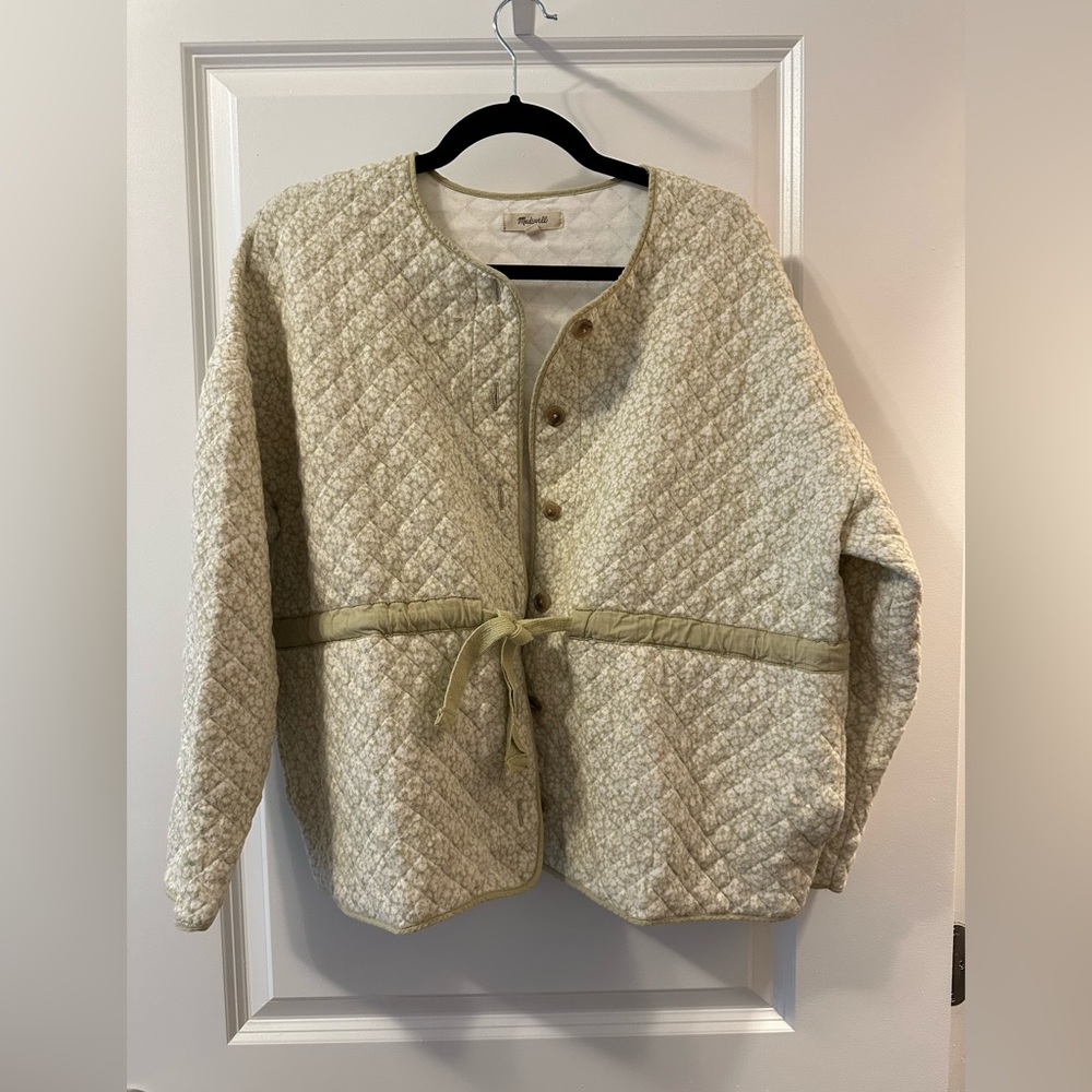 Madewell Quilted Jacquard Snap-Front Jacket in Daisy Blooms, size L